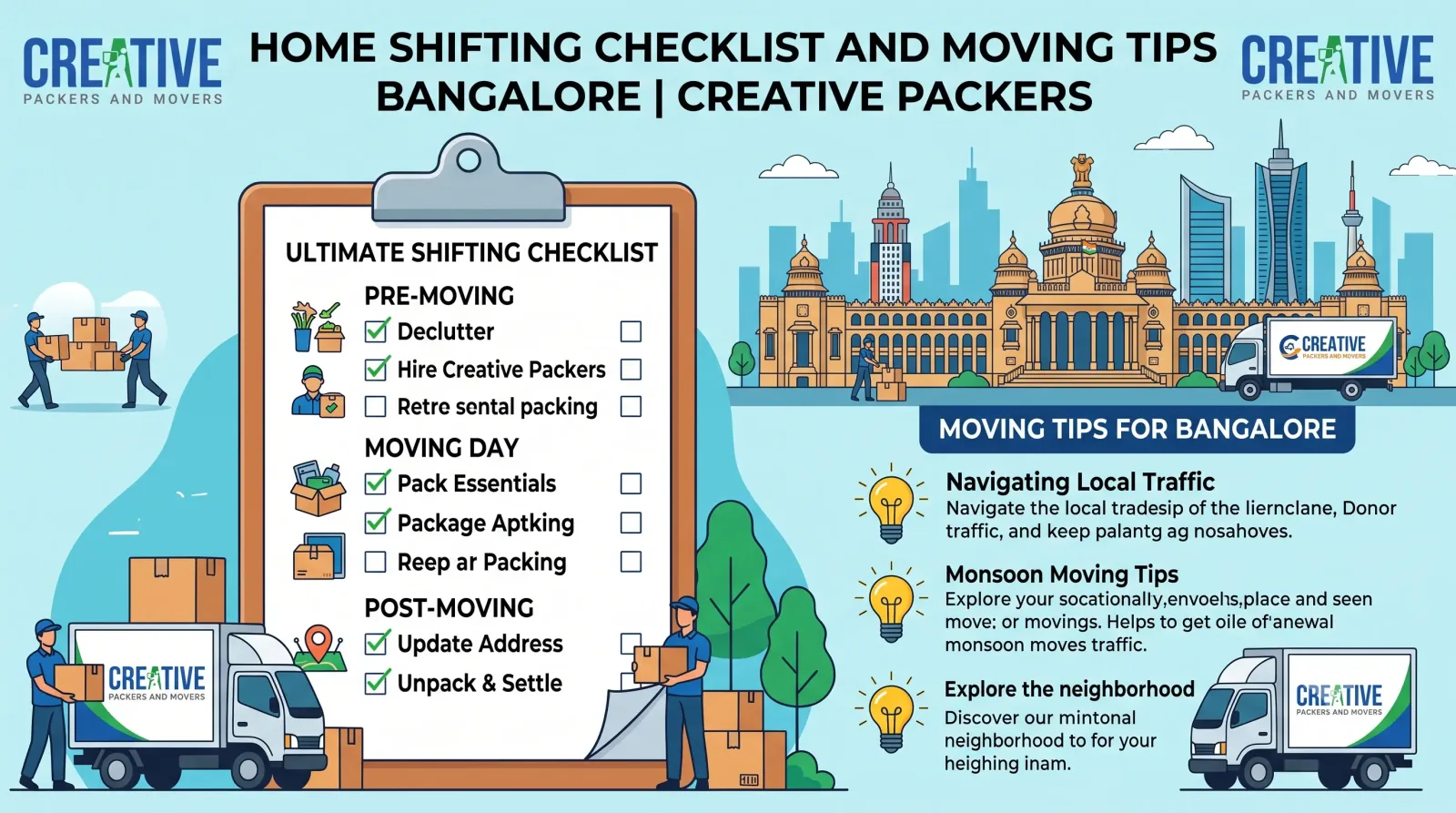 Home Shifting Checklist and Moving Tips Bangalore | Creative Packers